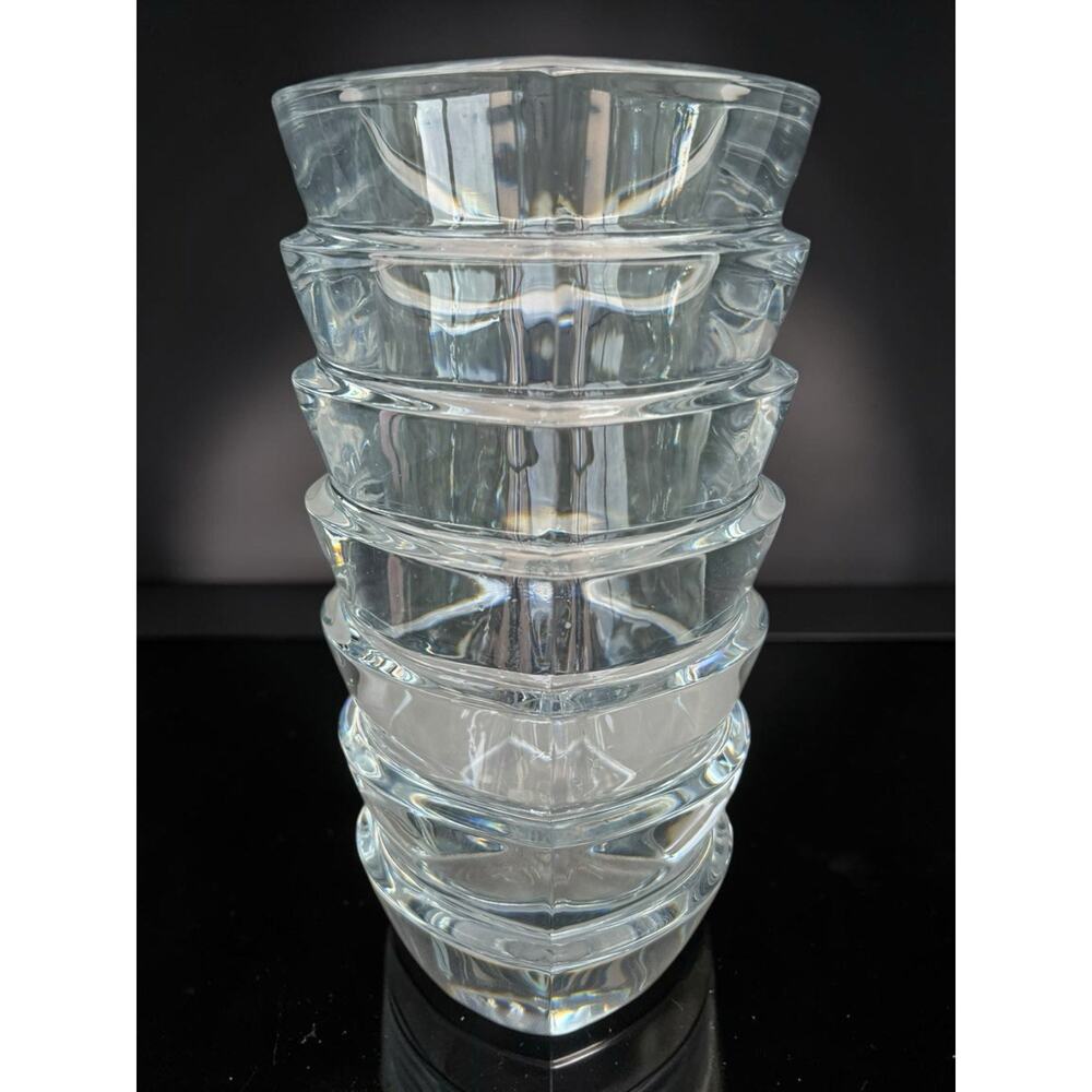 Baccarat Coco Crystal Vase Large 8", French Art Glass Tiered Vase Signed - Picture 4 of 7